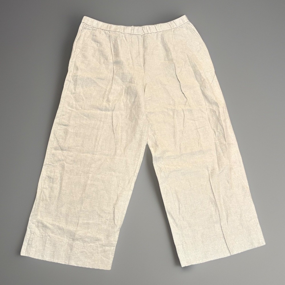 NWOT Eileen Fisher Organic Linen Zip Crop Wide Leg Pants Womens Sz 1X 2X 18w 20w